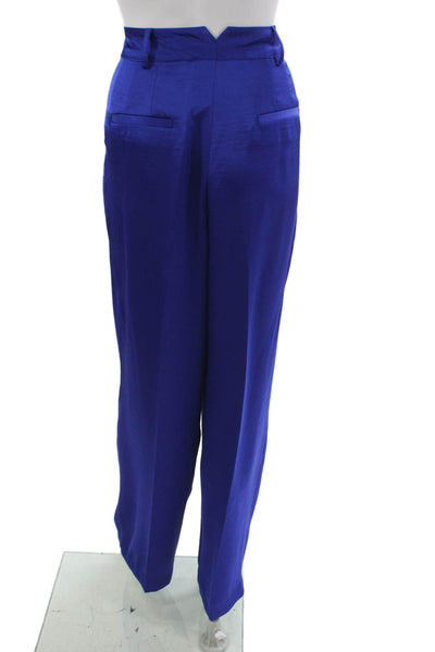 Essentiel Antwerp Women Dress Pants Solid Blue Polyester Button Size 38
