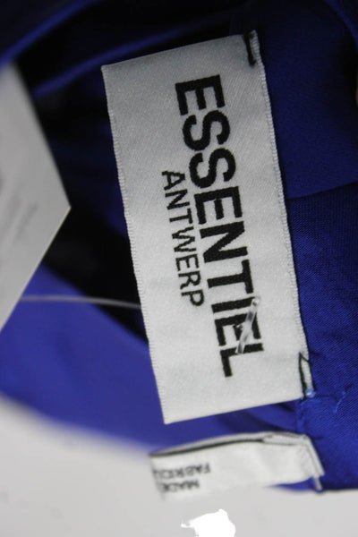 Essentiel Antwerp Women Dress Pants Solid Blue Polyester Button Size 38