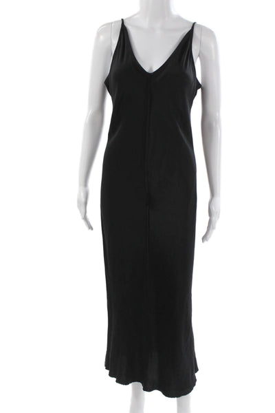 Kes Womens Maxi Dress Black Silk V-Neck Sleeveless Pullover Size XS