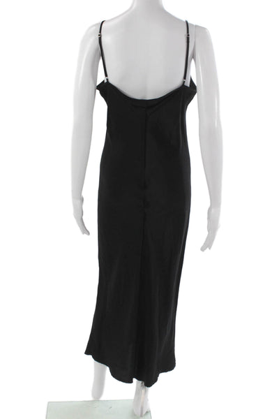 Kes Womens Maxi Dress Black Silk V-Neck Sleeveless Pullover Size XS