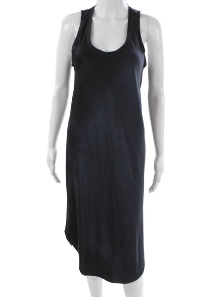 Kes Womens Tank Dress Black 100% Silk Scoop Neck Mid Calf Size XS