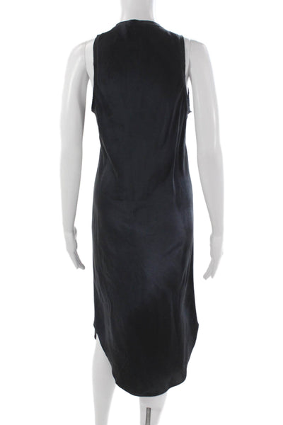 Kes Womens Tank Dress Black 100% Silk Scoop Neck Mid Calf Size XS