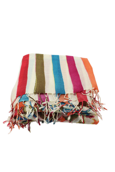 Tolani Women's Fringe Edge Multicolor Wool Shawl/Wrap Size 80" X 28"