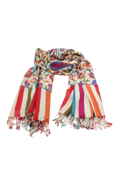 Tolani Women's Fringe Edge Multicolor Wool Shawl/Wrap Size 80" X 28"