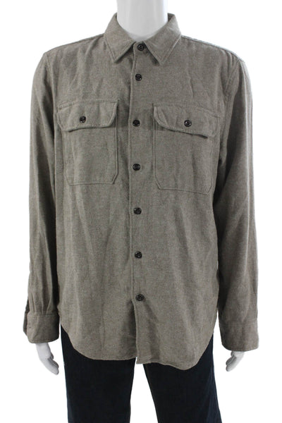 Todd Snyder Mens Long Sleeves Button Down Shirt Brown Cotton Size Large