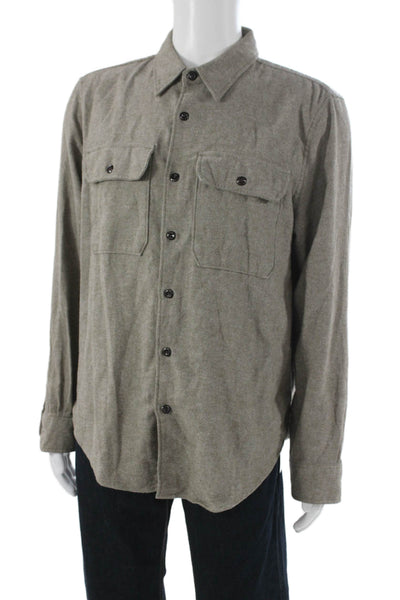 Todd Snyder Mens Long Sleeves Button Down Shirt Brown Cotton Size Large
