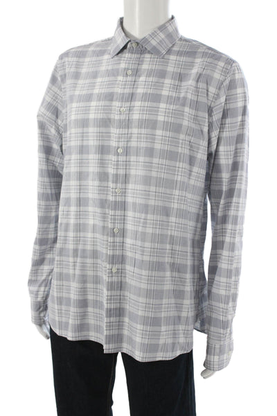 The Men's Store at Bloomingdale's Mens Plaid Button Down Shirt Blue Size Large