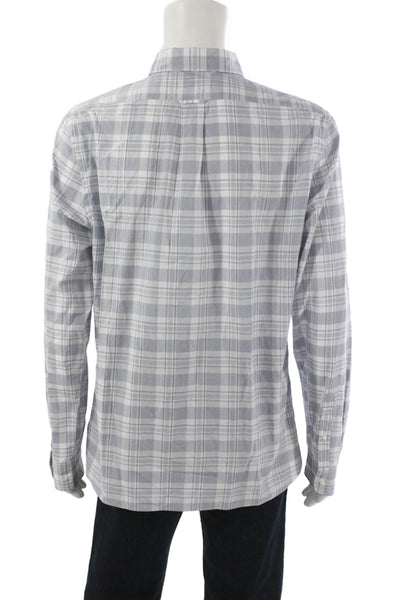 The Men's Store at Bloomingdale's Mens Plaid Button Down Shirt Blue Size Large