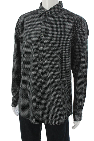 Rodd & Gunn Mens Black Floral Dress Shirt Button-Up European Fabric Size L