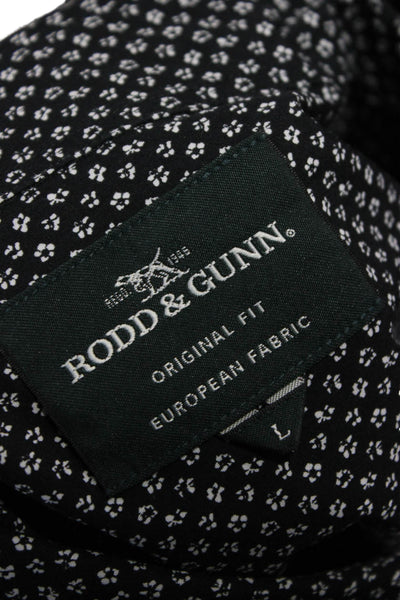 Rodd & Gunn Mens Black Floral Dress Shirt Button-Up European Fabric Size L