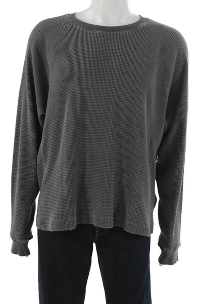 John Elliott Mens Henley Long Sleeve Cotton Green Round Neck Size 2XL