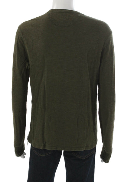 Todd Snyder Mens Basic Henley Long Sleeve Cotton T-Shirt Green Size M
