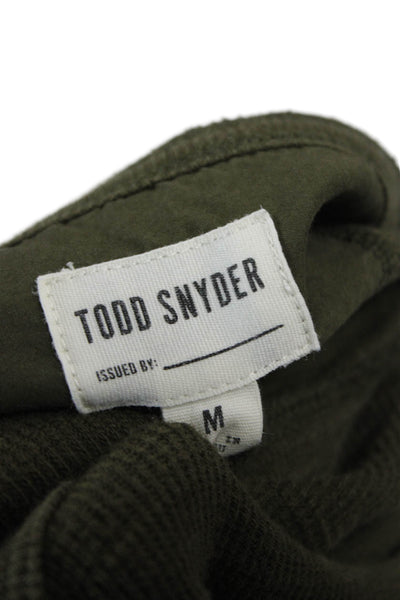 Todd Snyder Mens Basic Henley Long Sleeve Cotton T-Shirt Green Size M