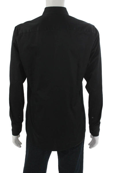 Eton Mens Black Cotton Dress Shirt Long Sleeve Collared Button Size 15.5