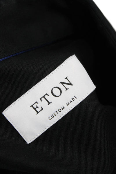 Eton Mens Black Cotton Dress Shirt Long Sleeve Collared Button Size 15.5
