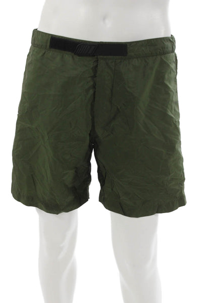 Prada Mens Active Shorts Green Solid Polyamide Size 50