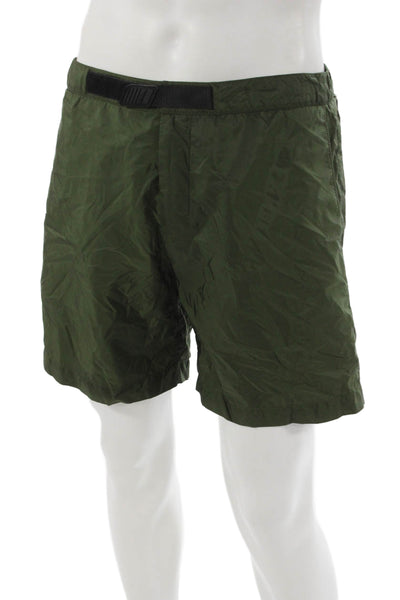 Prada Mens Active Shorts Green Solid Polyamide Size 50