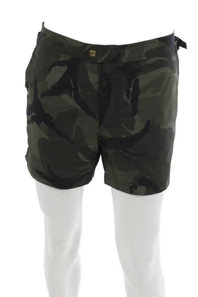 Tom Ford Mens Chino Camo Shorts Green Polyester Size 50