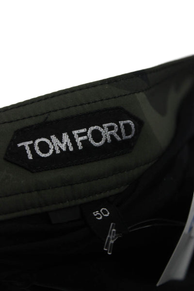 Tom Ford Mens Chino Camo Shorts Green Polyester Size 50