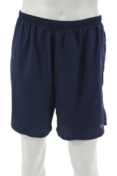 Nike Mens Athletic Blue Polyester Shorts Drawstring Size L
