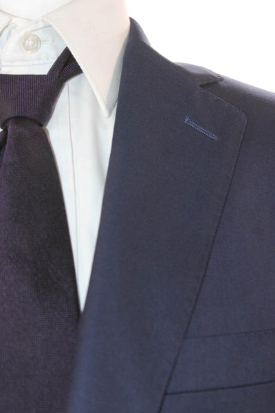 Sartoria Ambrosiana Mens 2 Piece Suit Blue 100% Wool Solid Formal Size 38