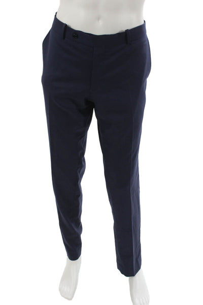 Sartoria Ambrosiana Mens 2 Piece Suit Blue 100% Wool Solid Formal Size 38