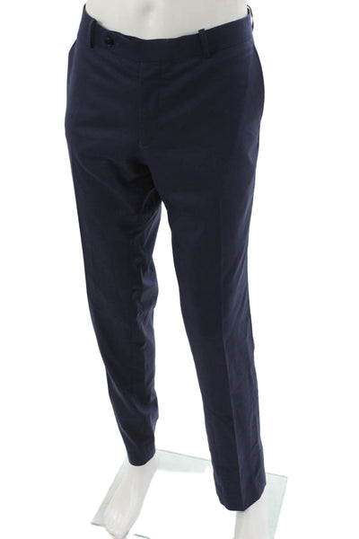 Sartoria Ambrosiana Mens 2 Piece Suit Blue 100% Wool Solid Formal Size 38