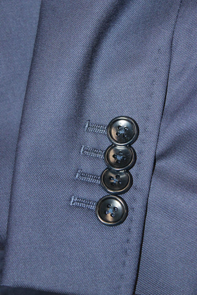 Sartoria Ambrosiana Mens 2 Piece Suit Blue 100% Wool Solid Formal Size 38