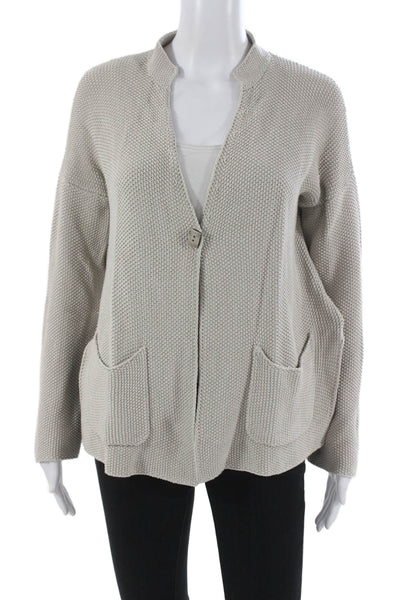Fabiana Filippi Women Beige V Neck Button Long Sleeve Basic Jacket Size XS
