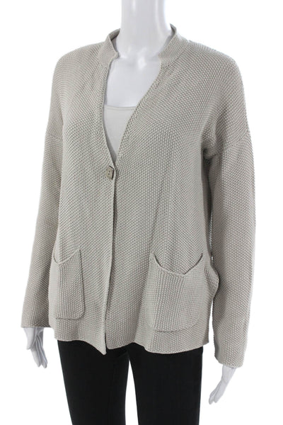 Fabiana Filippi Women Beige V Neck Button Long Sleeve Basic Jacket Size XS