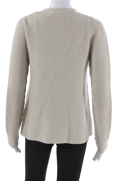 Fabiana Filippi Women Cardigan V Neck Merino Wool Beige Long Sleeve Size XS