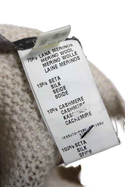 Fabiana Filippi Women Cardigan V Neck Merino Wool Beige Long Sleeve Size XS