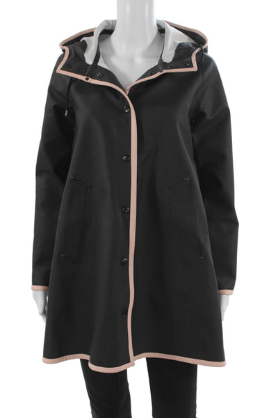 Stutterheim Women Rain Coat Black Cotton Blend Snap Size 3XS