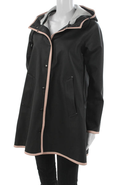 Stutterheim Women Rain Coat Black Cotton Blend Snap Size 3XS