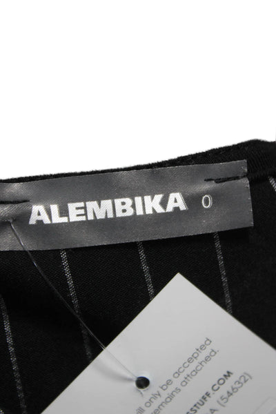 Alembika Women Black Striped V Neck Button Front 3/4 Sleeve Cardigan Size 0