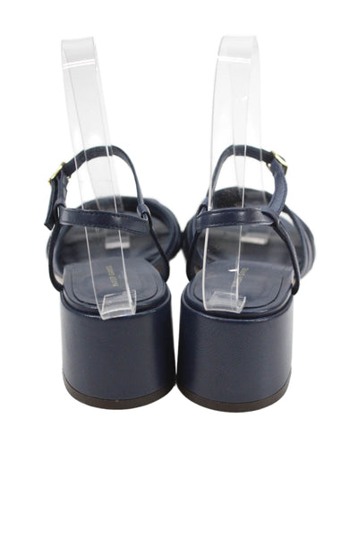Mansur Gavriel Womens Block Heel Strappy Ankle Strap Sandals Navy Size 36