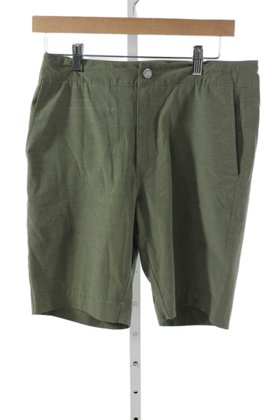 Faherty Mens Bermuda Shorts Green Button Recycled Polyester Cotton Size 29