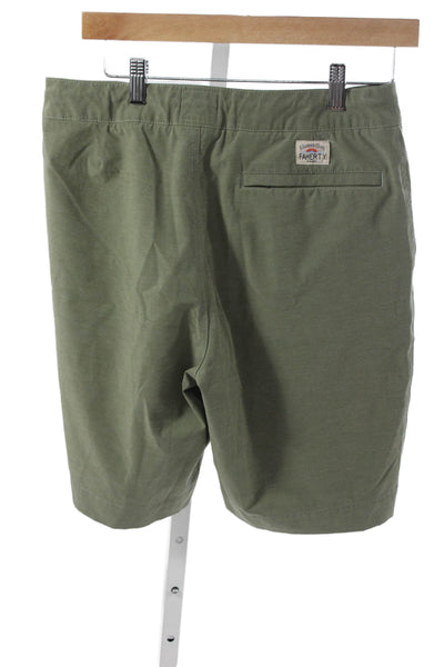 Faherty Mens Bermuda Shorts Green Button Recycled Polyester Cotton Size 29