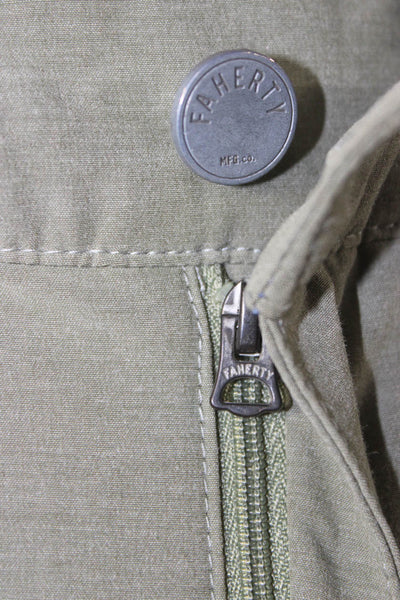 Faherty Mens Bermuda Shorts Green Button Recycled Polyester Cotton Size 29