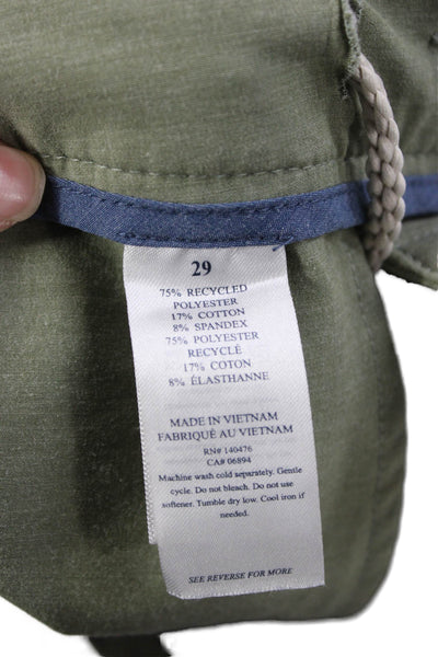 Faherty Mens Bermuda Shorts Green Button Recycled Polyester Cotton Size 29