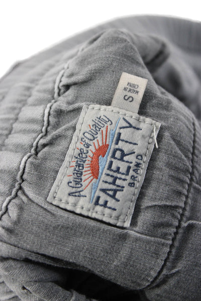 Faherty Brand Mens Chino Shorts Gray Drawstring 49% Organic Cotton Size S