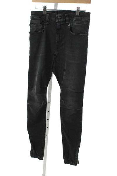 R13 Unisex Tapered Black Jeans Button Fly Cotton Size 29