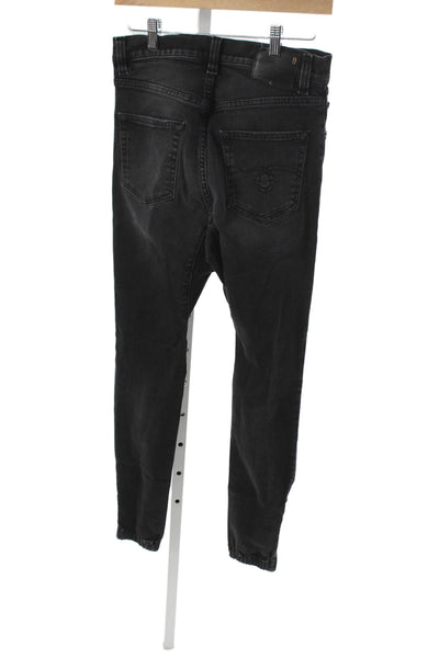 R13 Unisex Tapered Black Jeans Button Fly Cotton Size 29