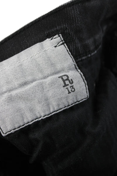 R13 Unisex Tapered Black Jeans Button Fly Cotton Size 29