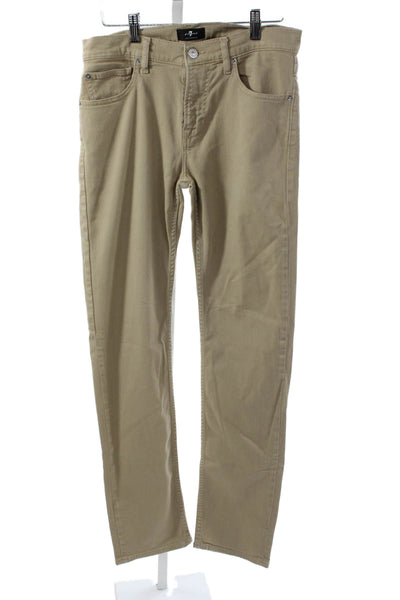 7 For All Mankind Mens Chino Pants Beige Zip 30in Inseam Size 30