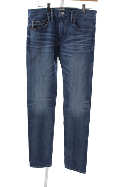 Kato Mens Straight Jeans Blue Cotton Button Classic Fall Size 30