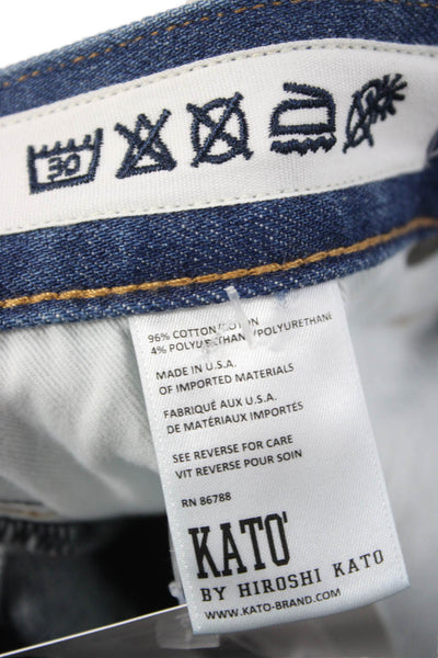 Kato Mens Straight Jeans Blue Cotton Button Classic Fall Size 30