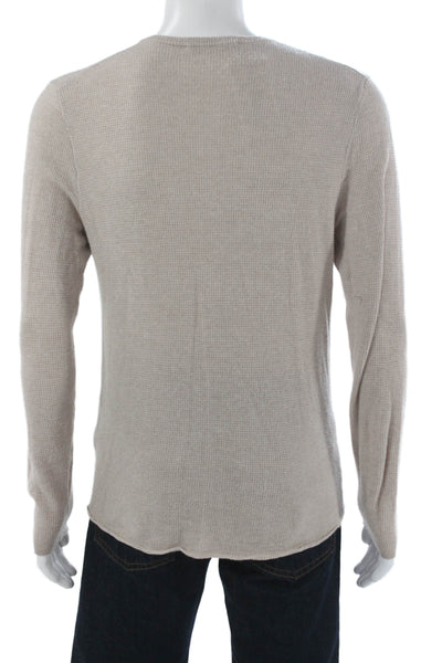 Marine Layer Mens Henley T Shirt Beige Merino Blend Long Sleeve Basic Size M