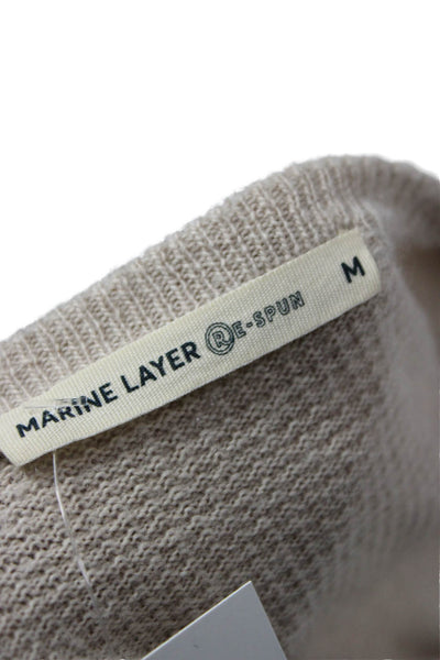 Marine Layer Mens Henley T Shirt Beige Merino Blend Long Sleeve Basic Size M
