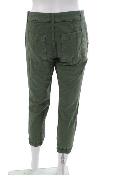 Sundry Unisex Jogger Pants Green 100% Cotton Button Casual Size 25